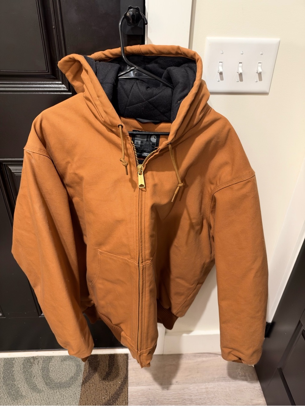 Carhartt Loose Fit Firm Duck Insulated Flannel-Lined Active Jacket Hooded Jacket